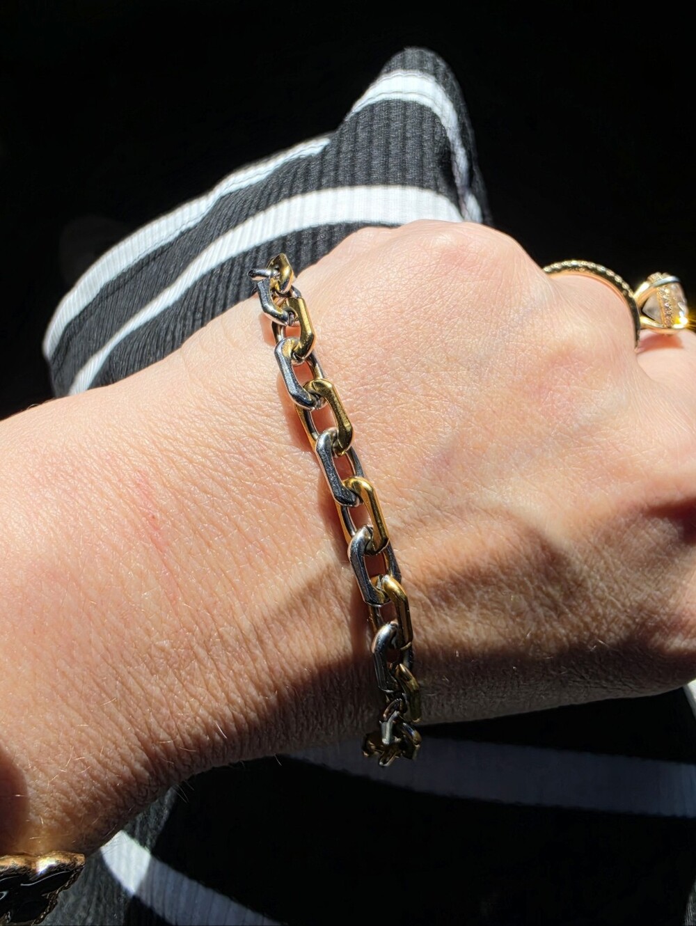Two-Tone Gold and Silver Chain Bracelet - Picture 5 of 5